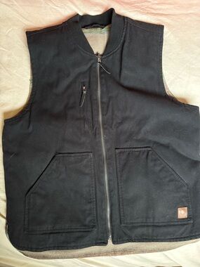Brixton brand - Men's Black Workwear Zip-Front Vest-Reversible